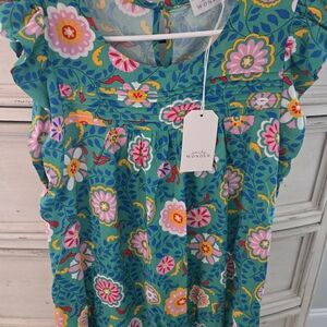 Womens Turquoise Floral Blouse